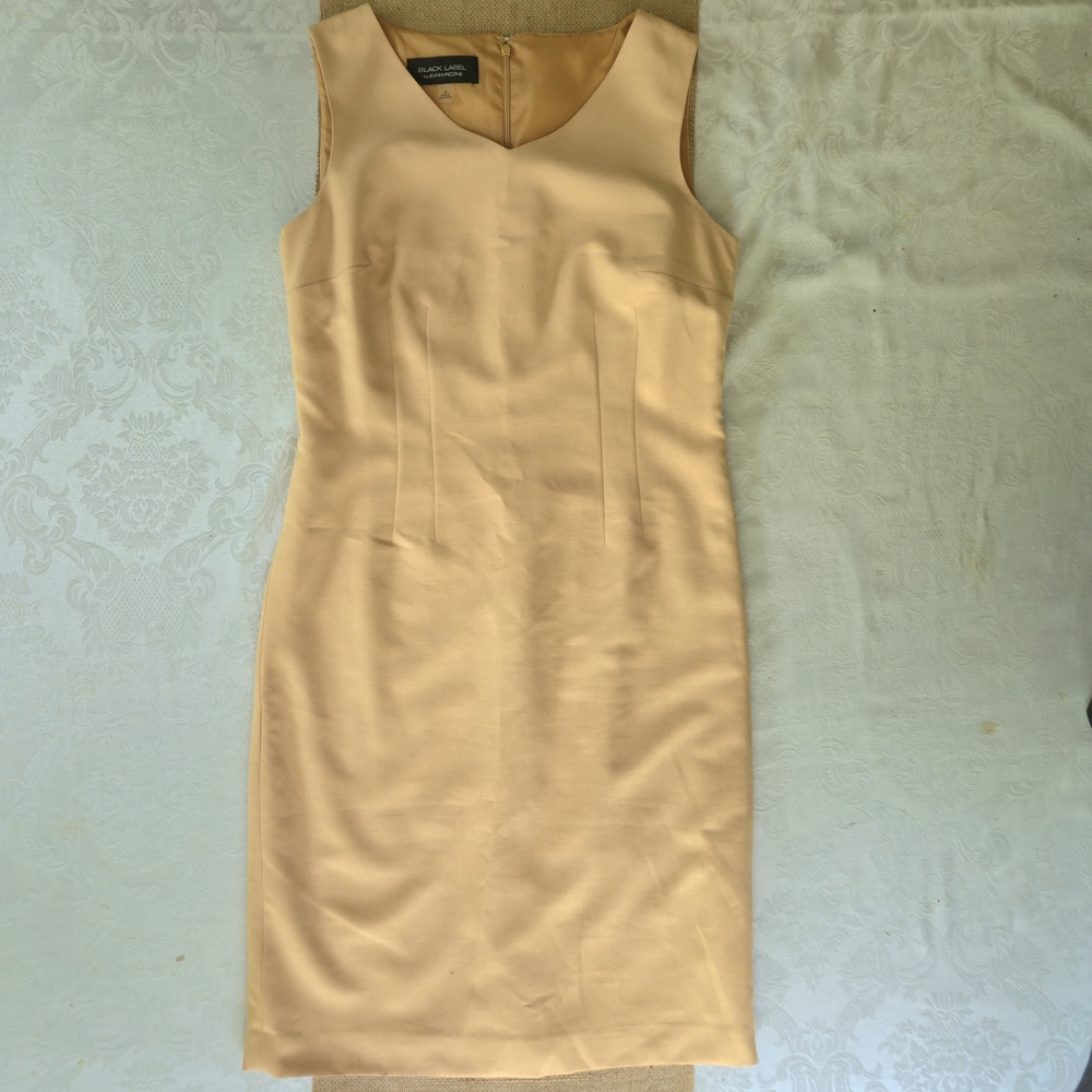 Black Label by Evan Picone Yellow V-Neck Sleeveless Midi Dress for Summer Size 6